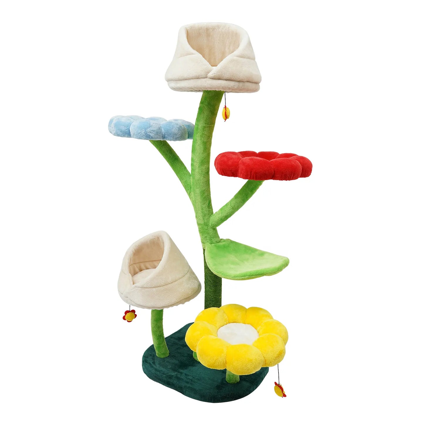 6-Level Flower Shape Plush Balls Cat Condo