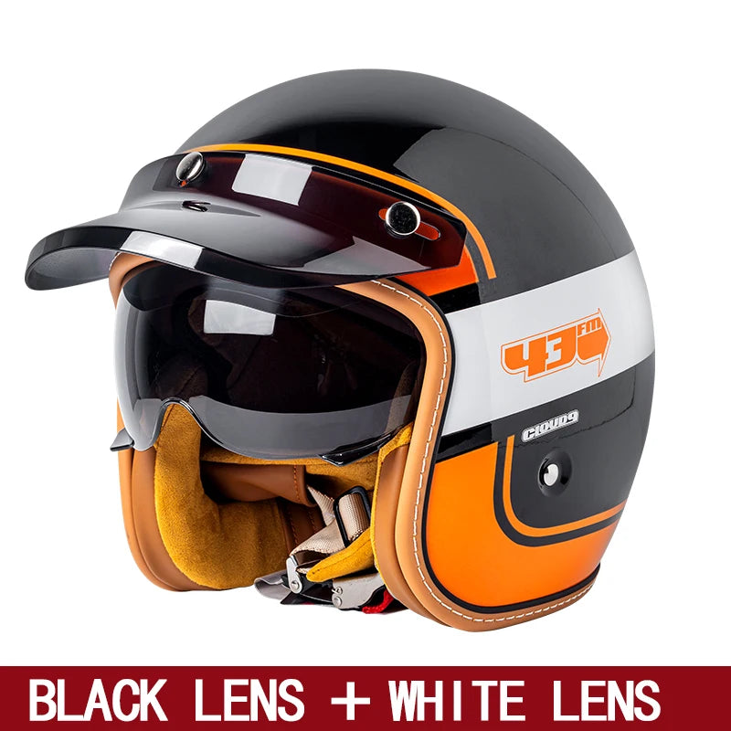 Motorcycle Helmet with lens 3/4 Half Helmet