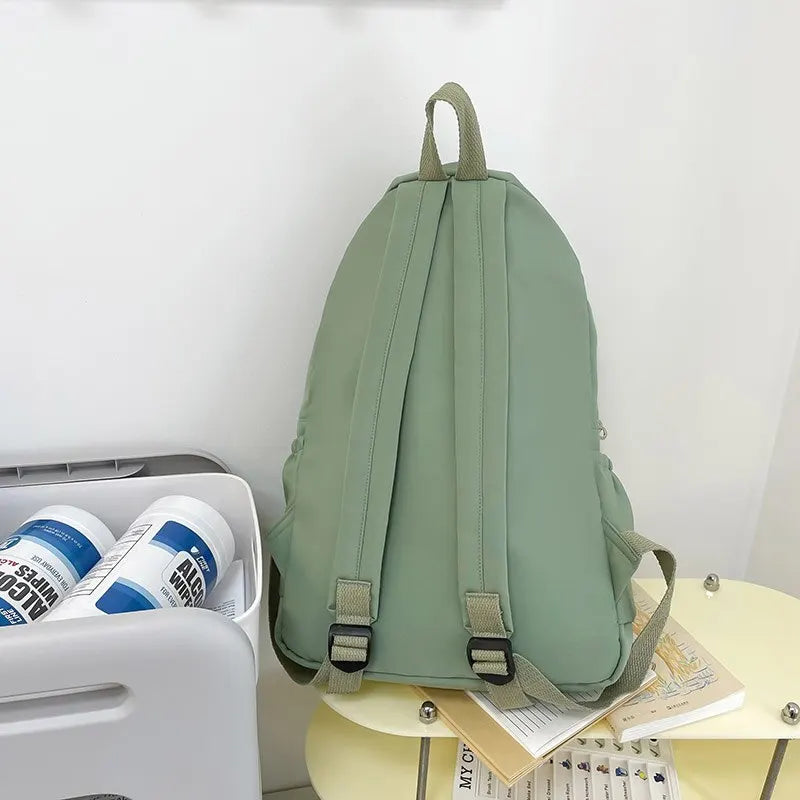 Student Backpack Preppy Style Solid Color