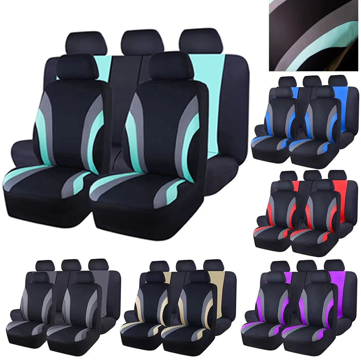 Sports Style Full Set Polyester Car Seat Covers