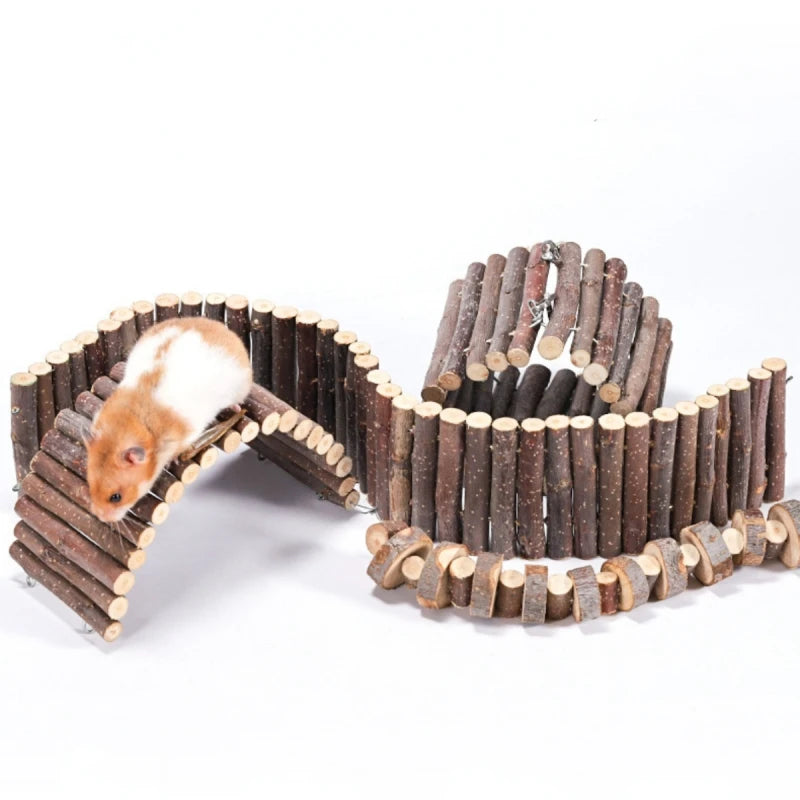 Apple Branch Wood Bendable Climbing Ladder Cage Decoration