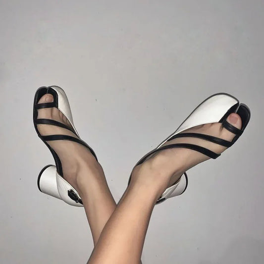 Exposed Toe Ankle Strap Tabi Sandals