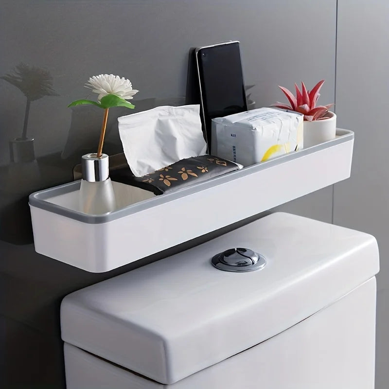 1pc Above Toilet Rack White Shelf Organizer