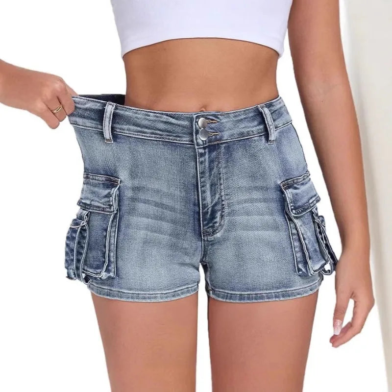 Sexy High Waist Casual Cargo Denim Shorts