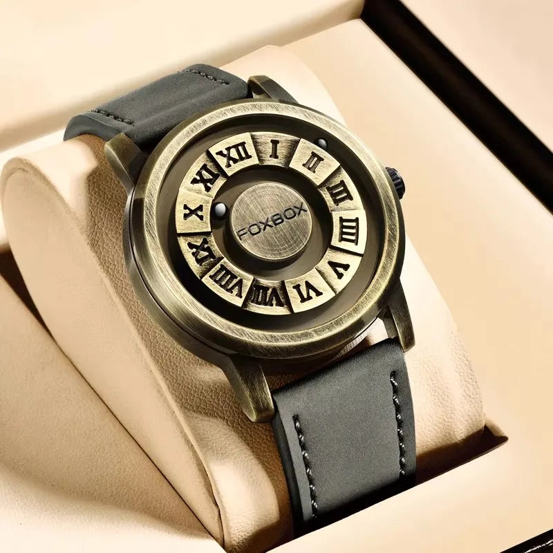 Scrolling Iron Ball Magnetic Pointer Waterproof Wristwatch
