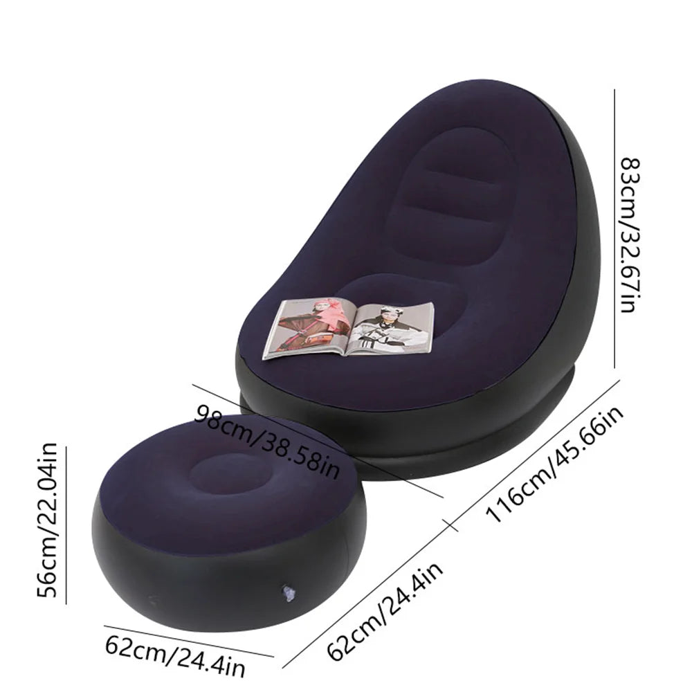 Inflatable Leisure Bean Bag Sofa w/Footstool