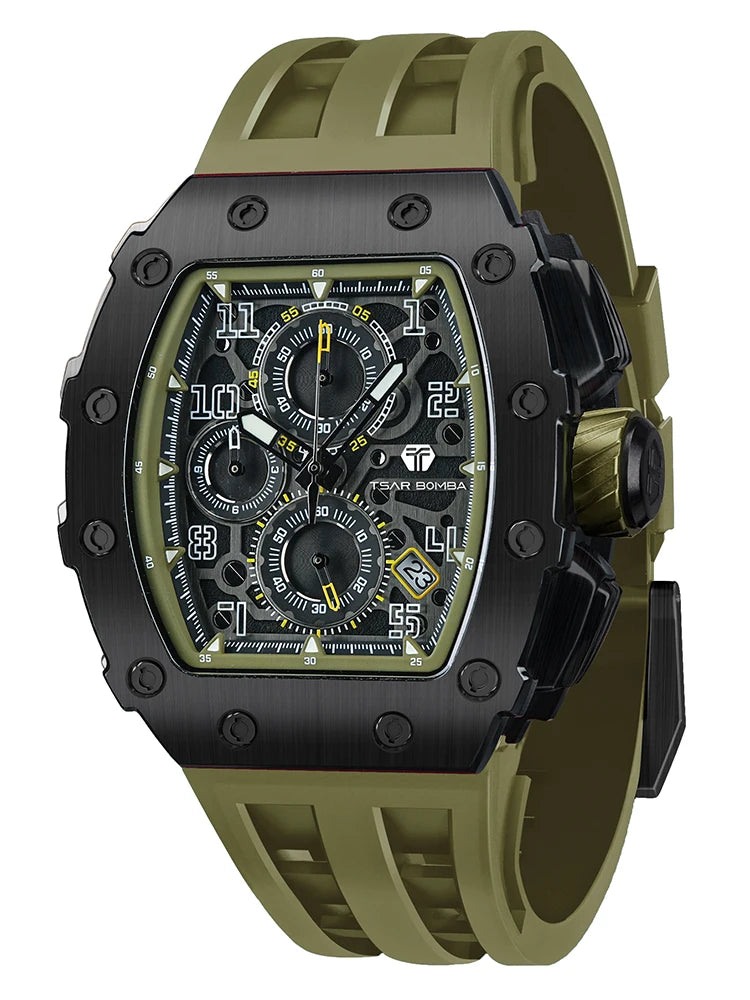 Waterproof Quartz Chronograph Rectangle Wristwatch