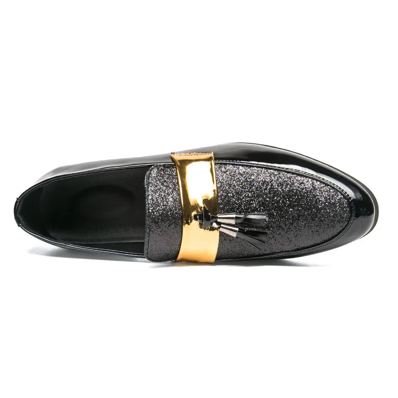 Men Party Black Golden Formal Loafers