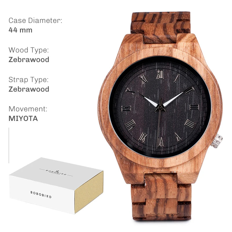Natural Handcrafted Wooden Watches Lightweight