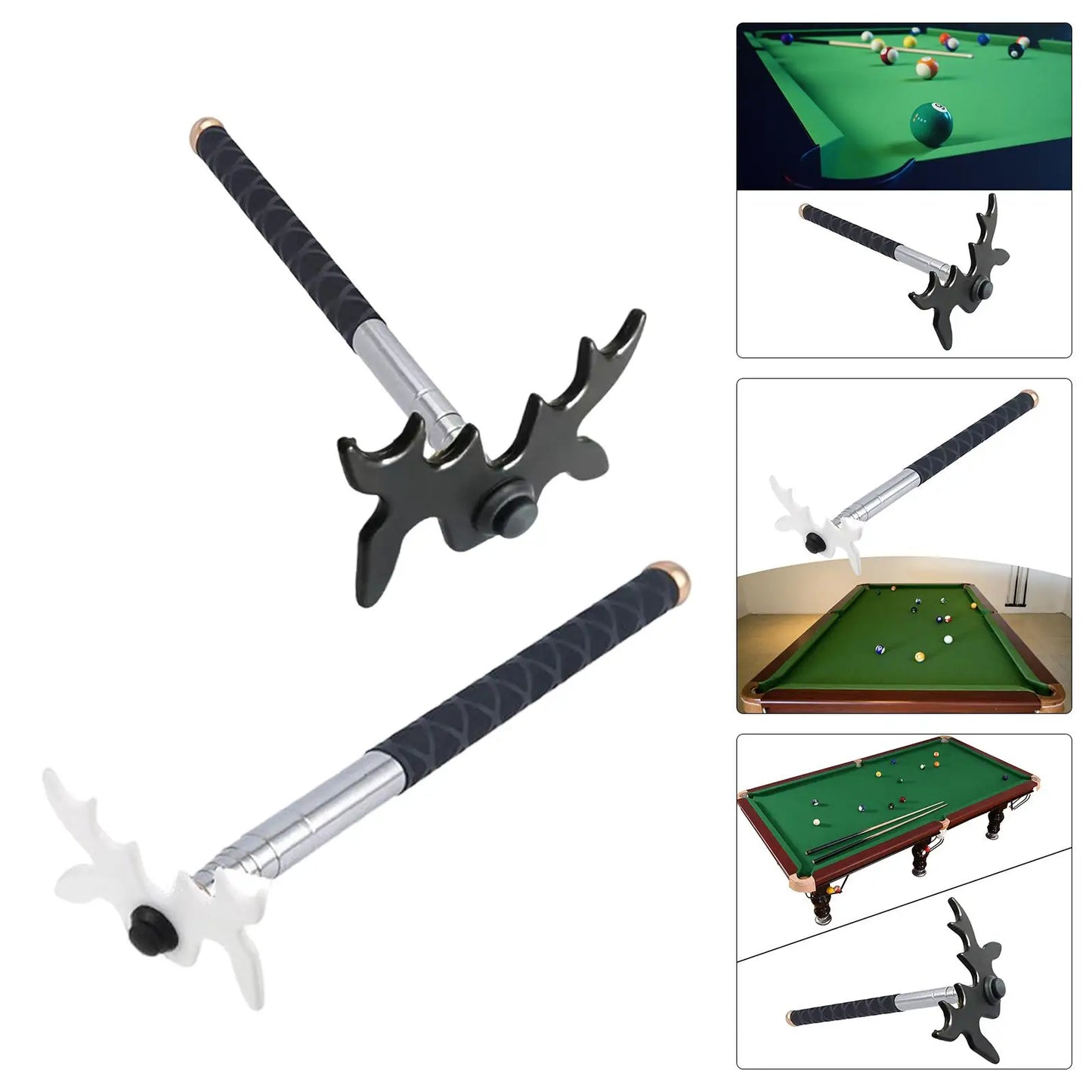 Retractable Billiards Pool Cue with Removable Plastic Bridge