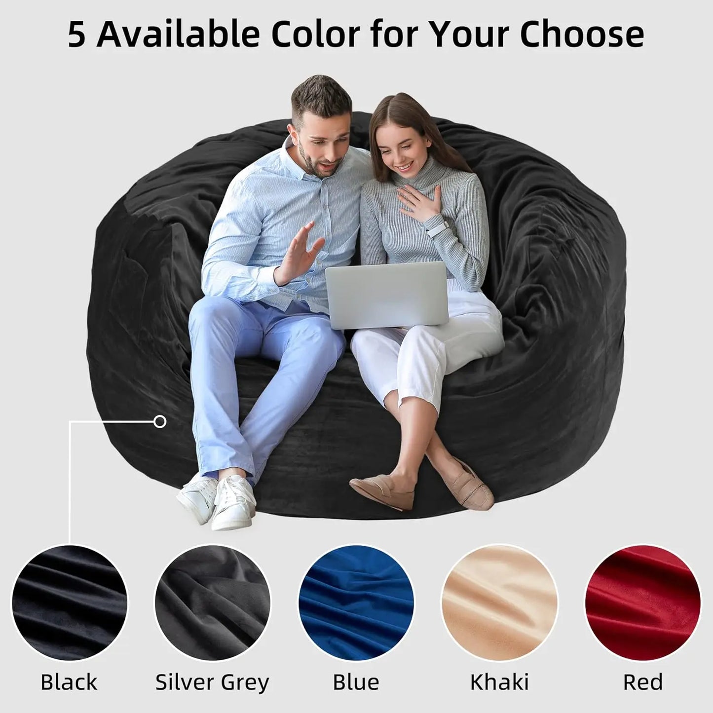 Giant Memory Foam Bean Bag Chair with Velvet Cover