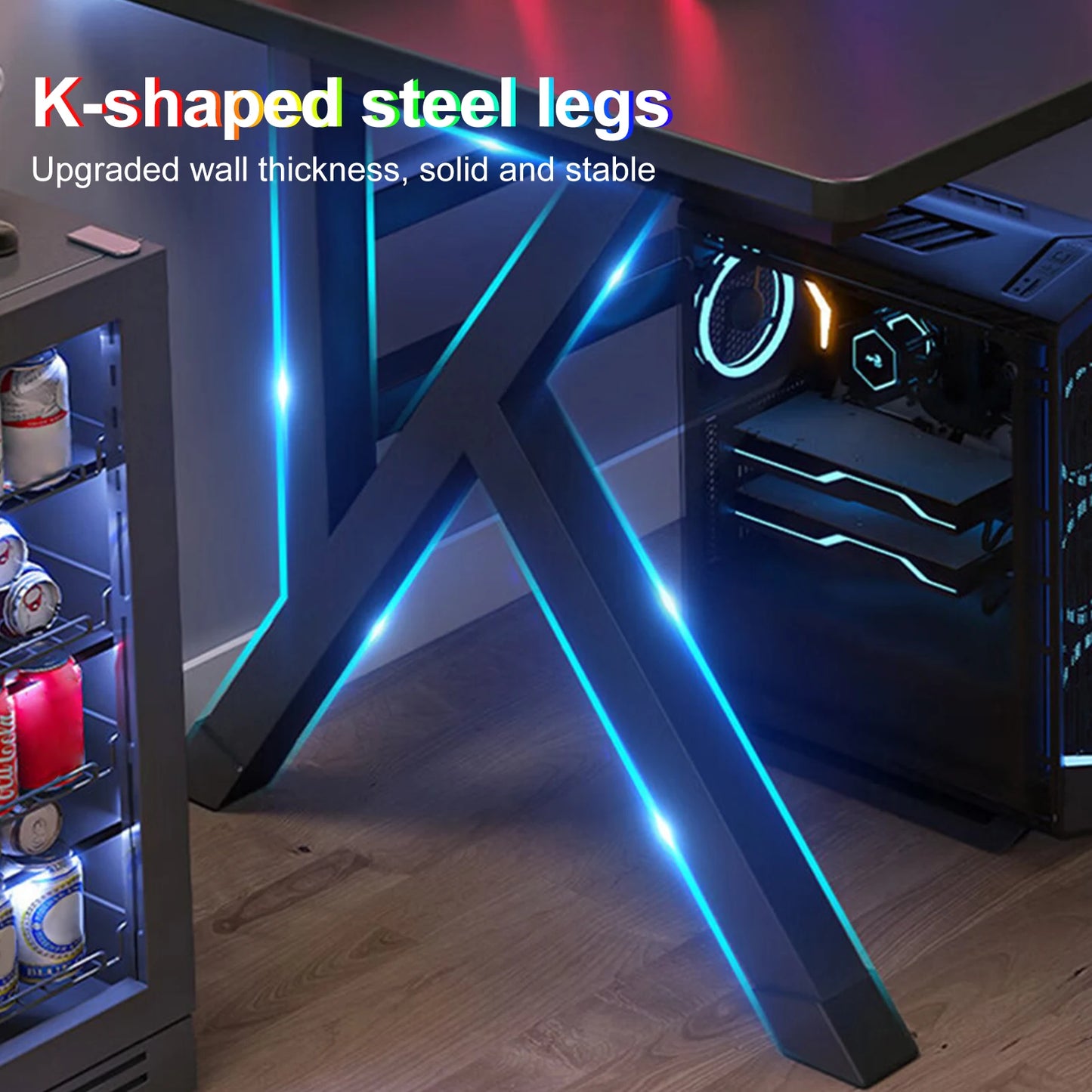 Ergonomic Computer Game Table with X-shaped Steel Legs