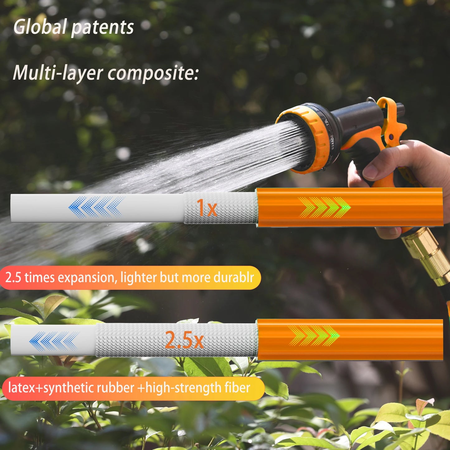 Expandable Garden Hose with 10 Function Spray Nozzle