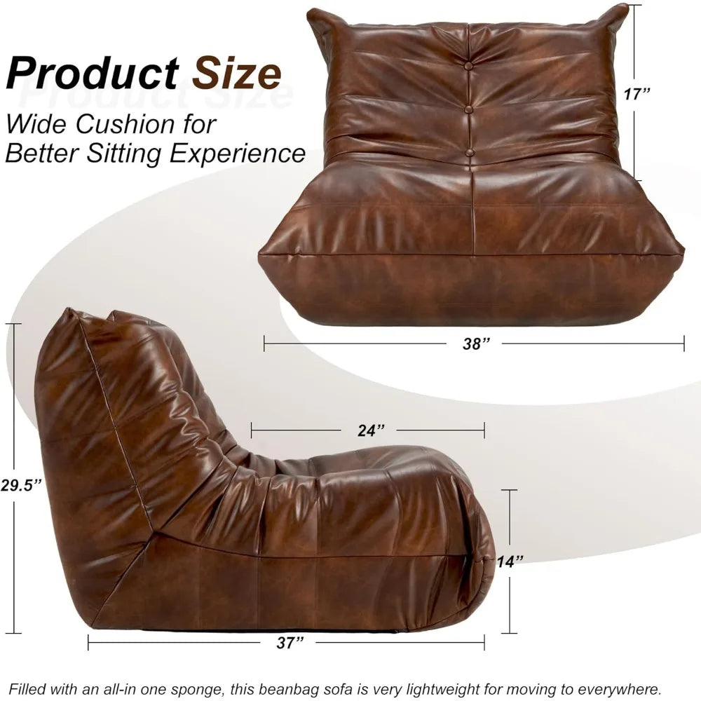 Giant Bean Bag Sofa Memory Foam Faux Leather