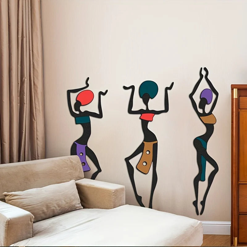 Dancing African girl ethnic style wall mural art