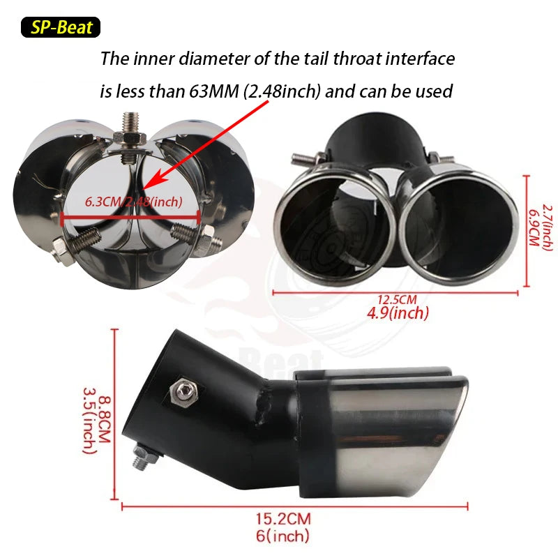 63mm Universal Car Exhaust Muffler Tip Round Stainless Steel