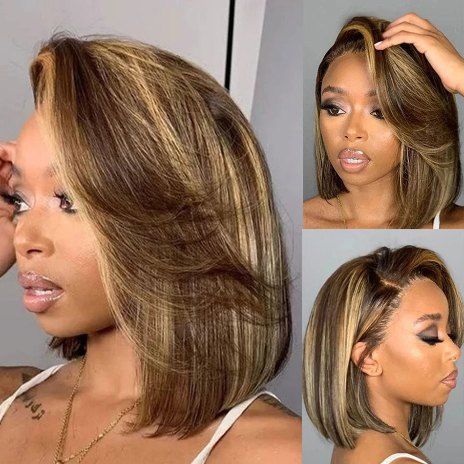 Highlight Bob Wig Short Straight Body Lace Front Human Hair