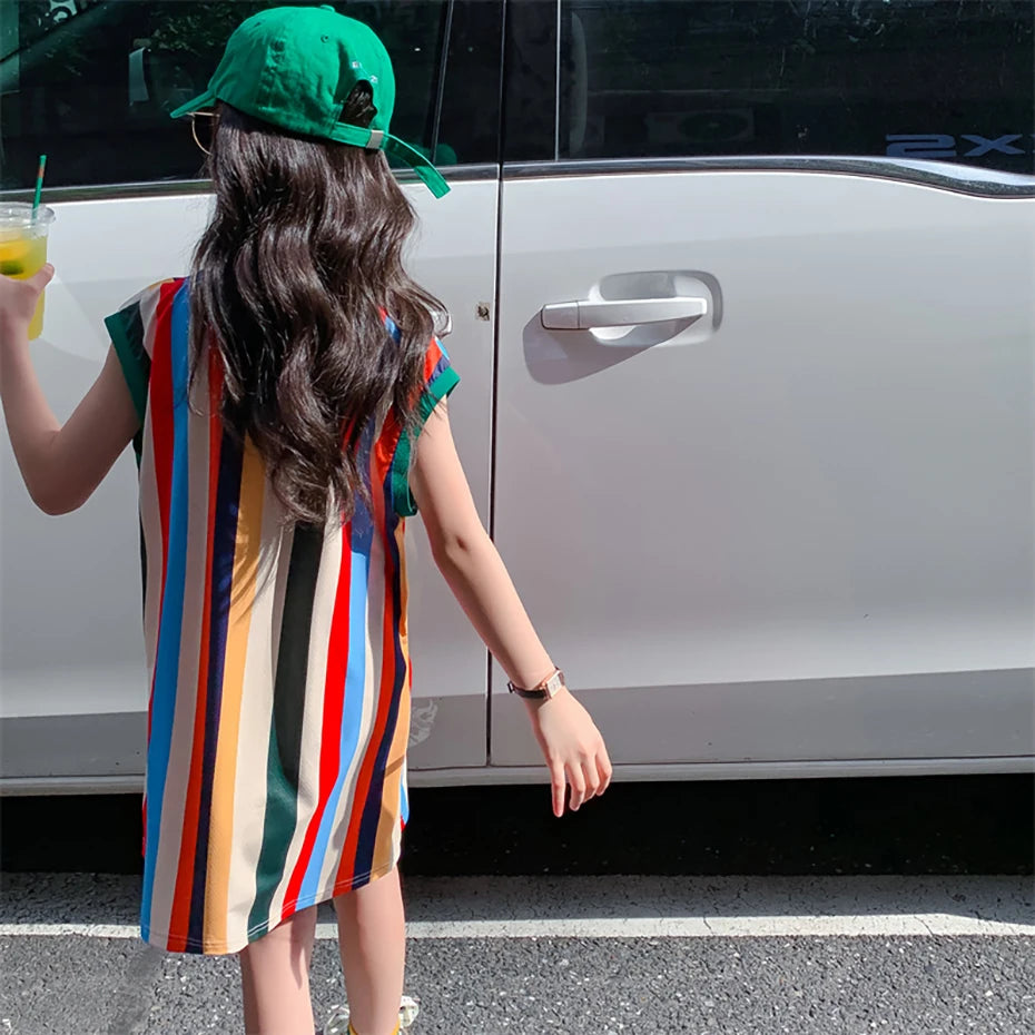 Girls Dress Striped Pattern Summer Dress