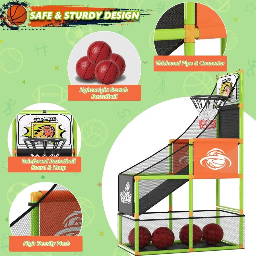 Basketball Game Set with Electronic Scoreboard and LED Lights