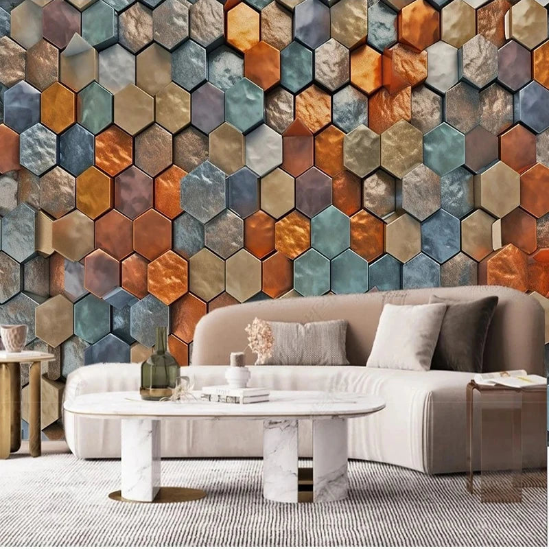 Custom 3D Mural Wallpaper Modern Colorful Marble