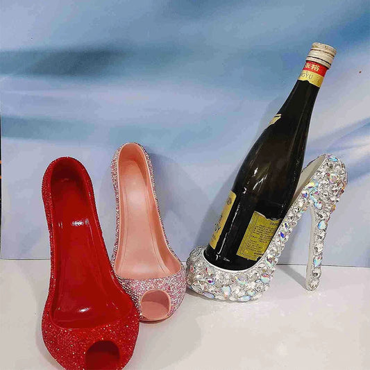 Sparkling Rhinestone High Heel Shoe Wine Bottle Holder