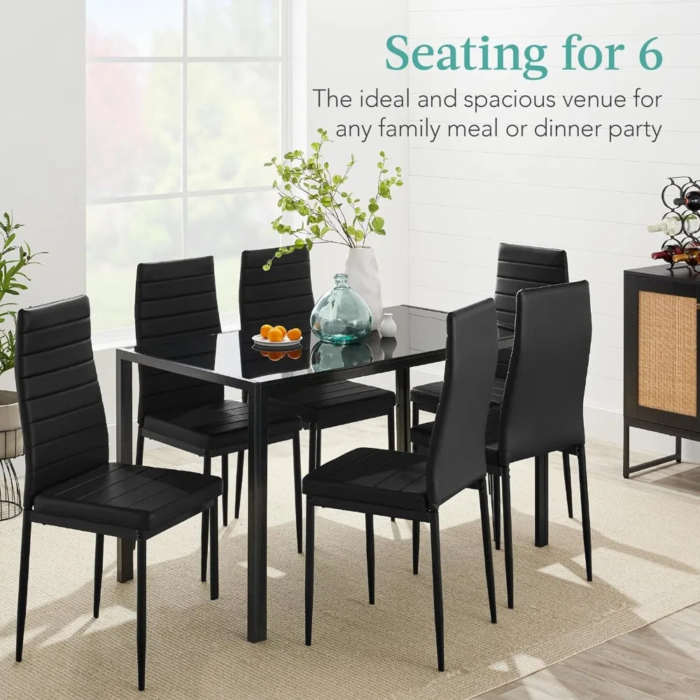 7-Piece Glass Dining Set Compact Space-Saving