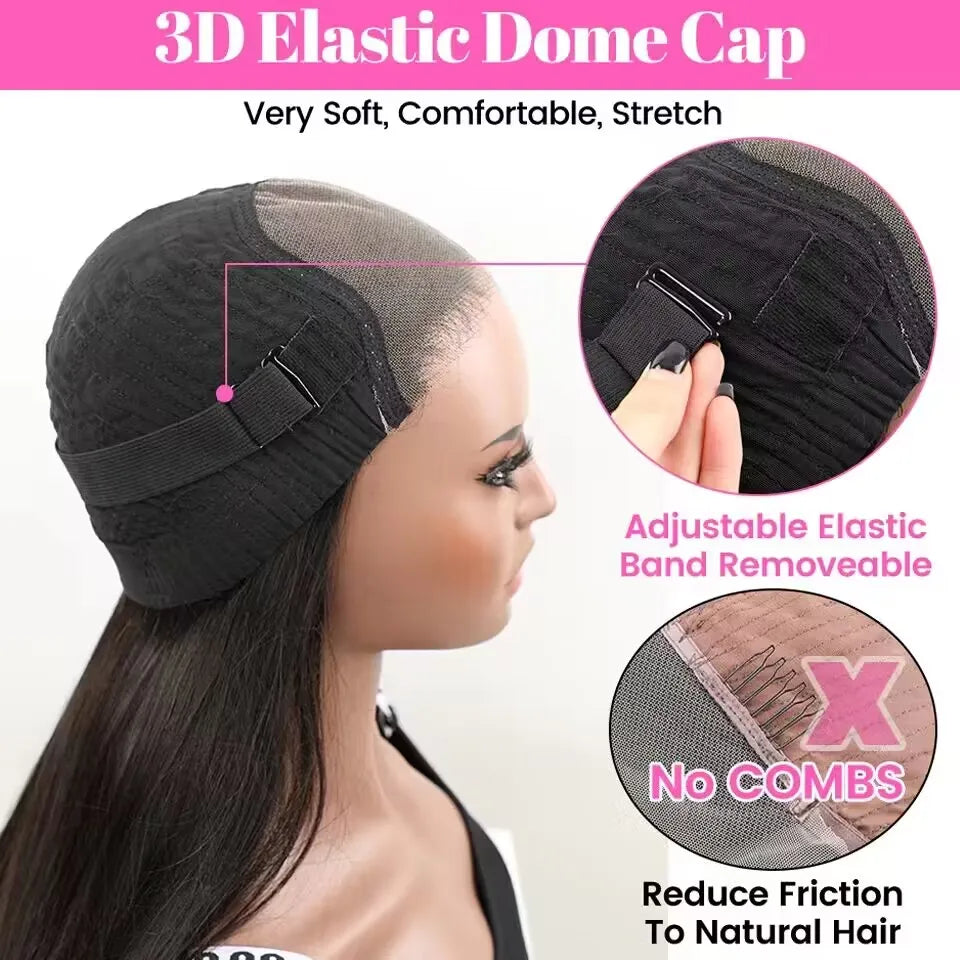 Smooth Straight Human Hair Ready To Wear Pre Cut 13x4 Lace Front Wigs