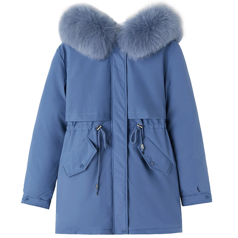 Fashion Long Coat Wool Liner Hooded Parka