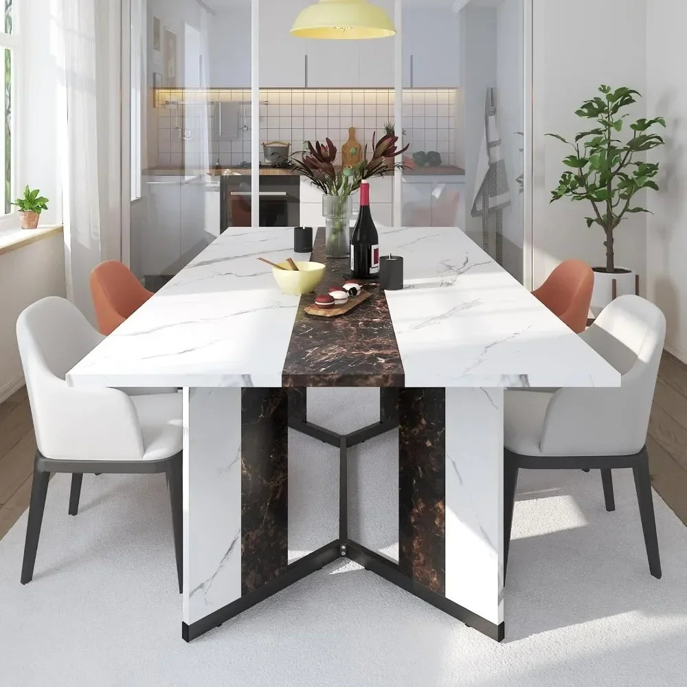 Marble-Color Wood Adjustable Leg.6ft Luxurious Dinner Table