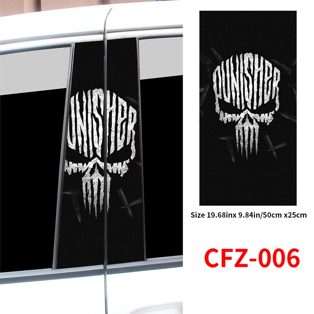 Punisher Skull Stickers Car B-pillar Sticker Waterproof