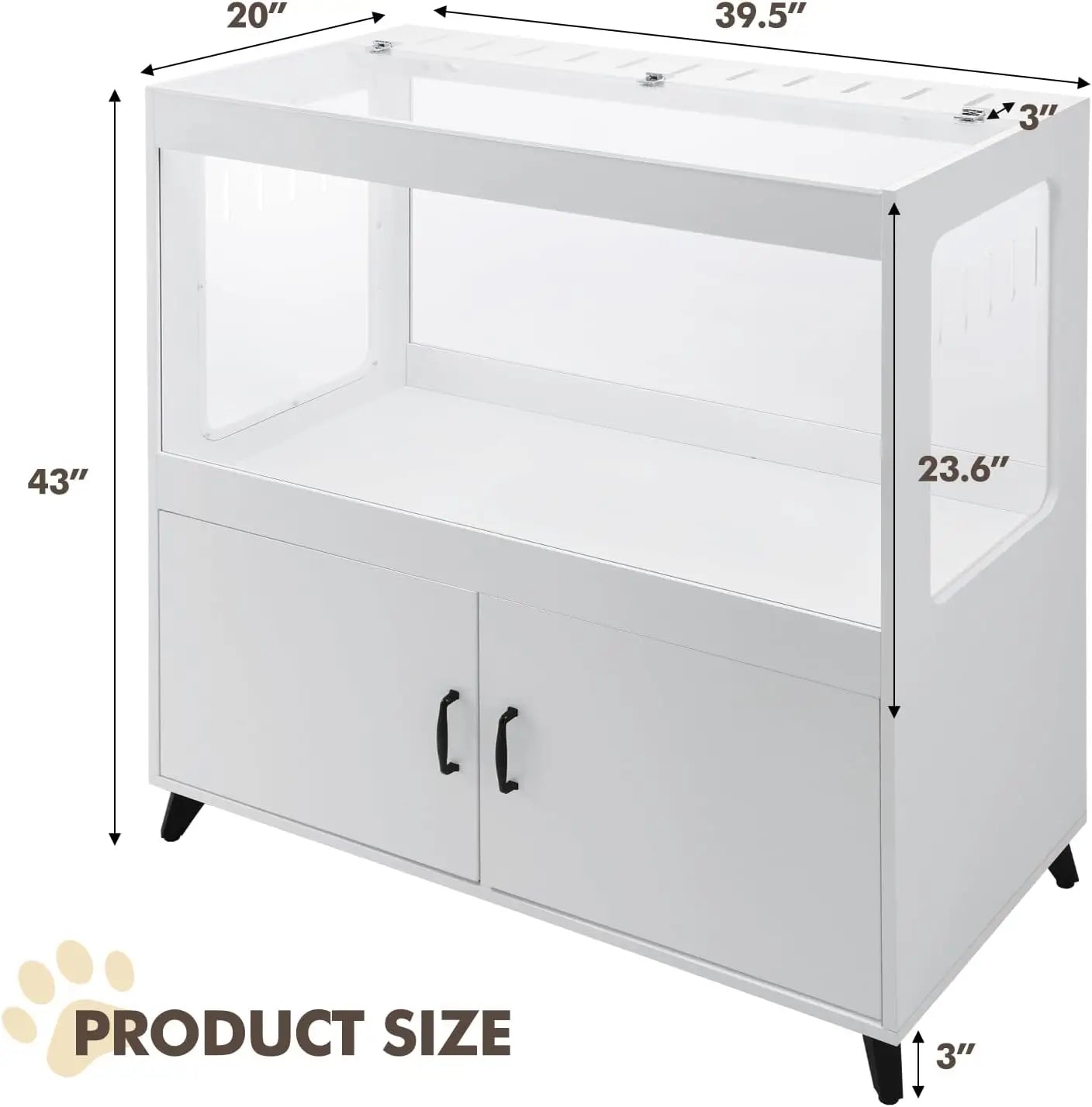 Large Cabinet with Storage and LED Lights Easy 360° View