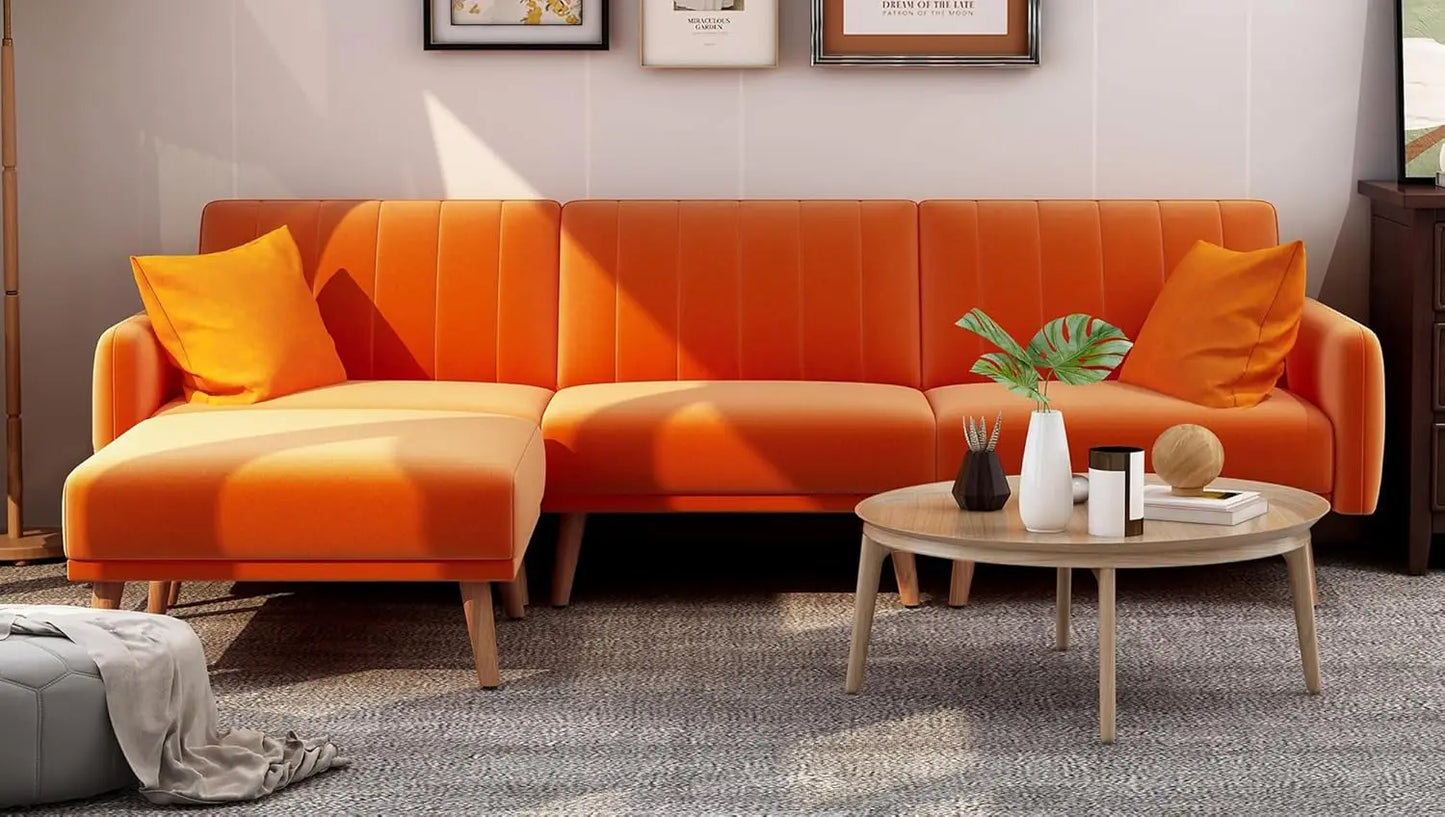 L-Shaped Velvet Sectional Recliner Sofa