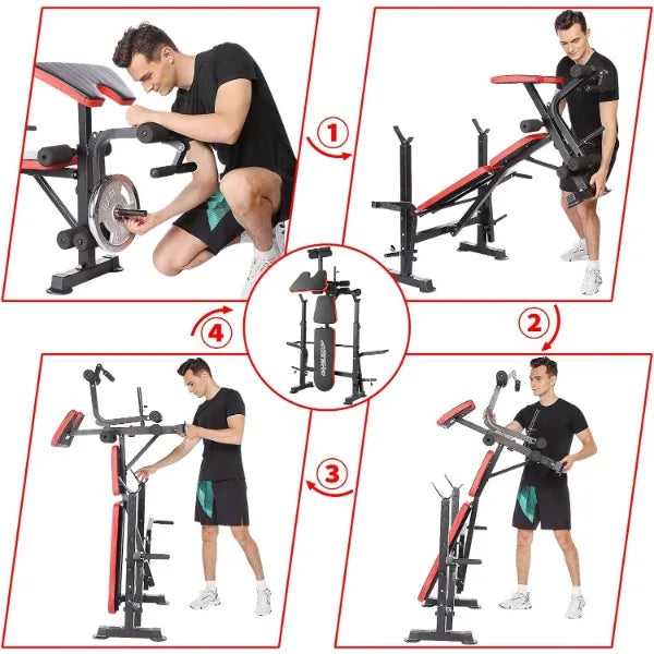 600lbs 6 in 1 Weight Bench Set with Squat Rack