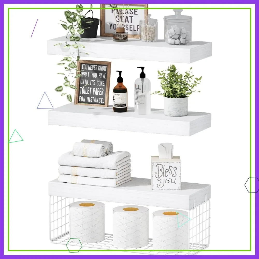 Floating Shelves Over Toilet - Set of 3