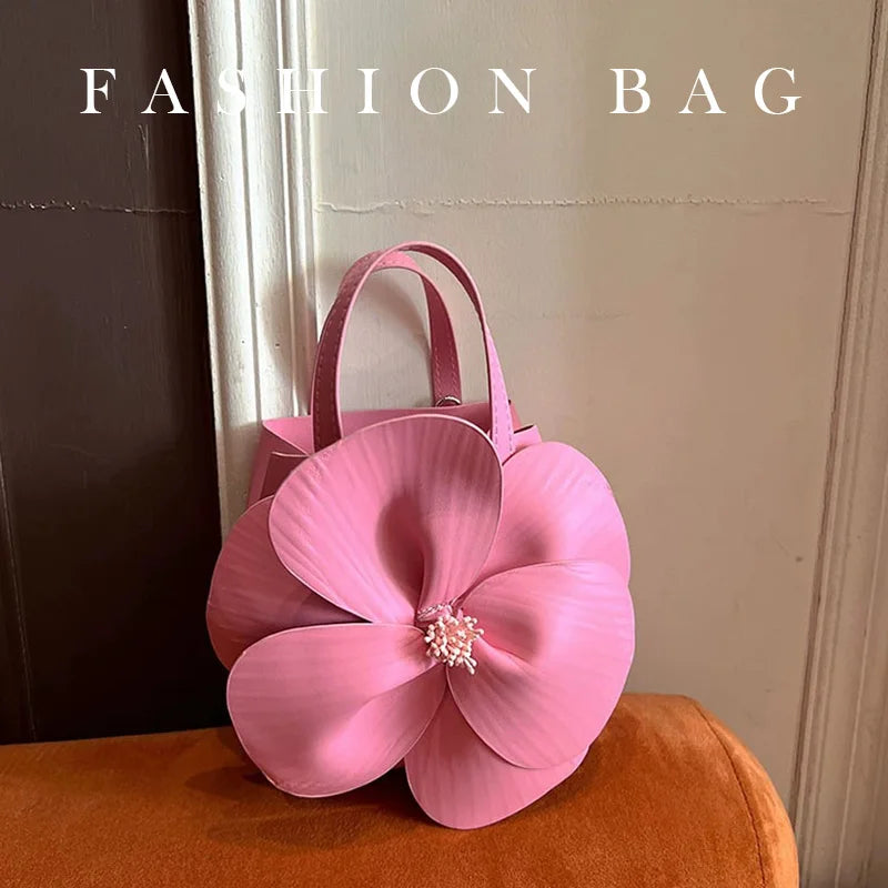 Pink Design Flower Clutches Girls Small Totes