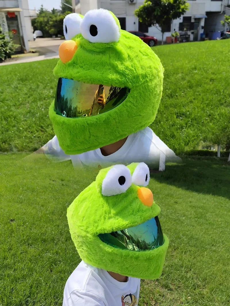 Cartoon Motorcycle Helmet Cover Fluffy Plush