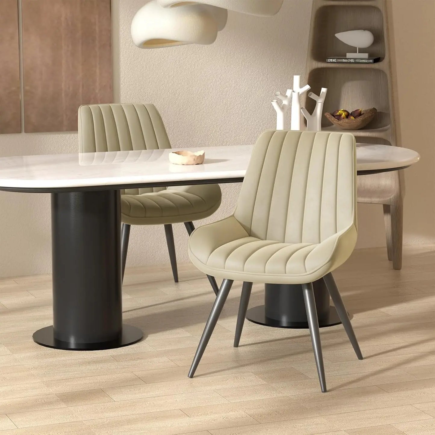 Modern Dining Set of 4, Comfy Chairs with Thick Cushions
