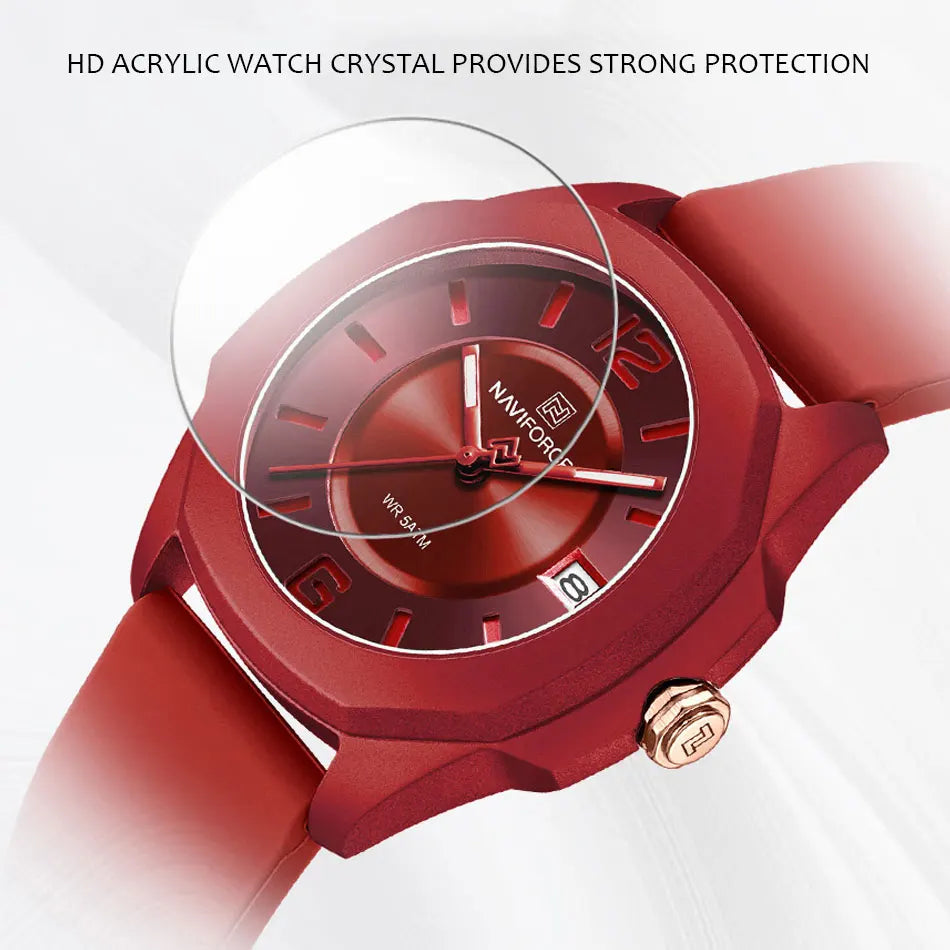 Women Quartz Silicone Strap Waterproof Sport Wristwatch