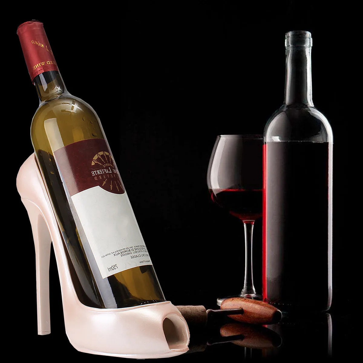 High Heel Shoe Wine Bottle Holder Stylish Open Toe