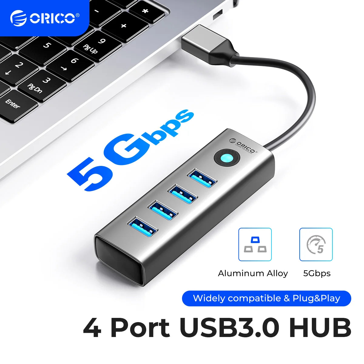 4-Port USB Plug and Play Mini Socket