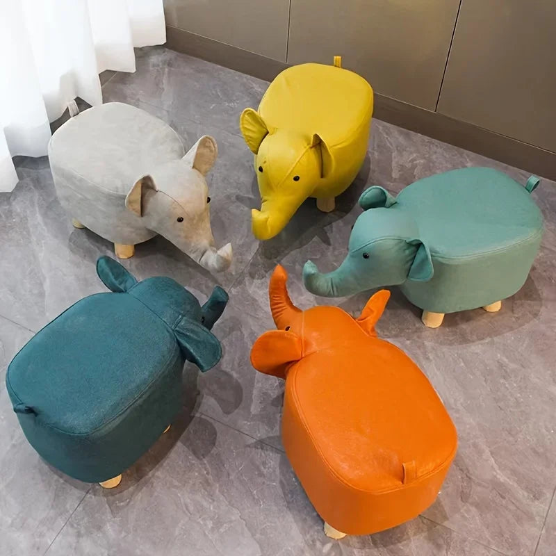 Elephant Stool Cartoon Cute Low Solid Wood