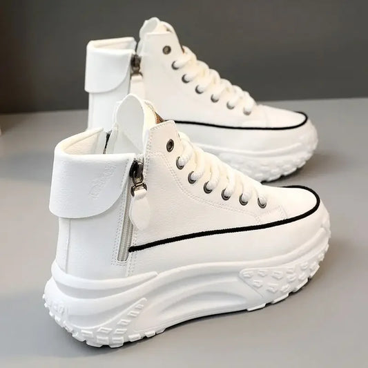 Women's High-Top Casual Lightweight Board Shoes Thick Sole