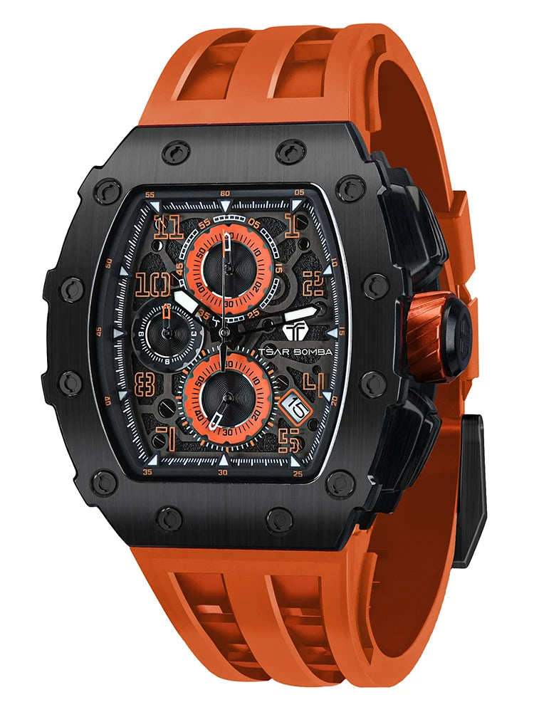 Waterproof Quartz Chronograph Rectangle Wristwatch