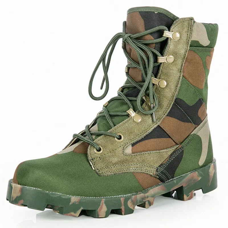 Camouflage Genuine Leather Panama Soles Tactical Combat Boots