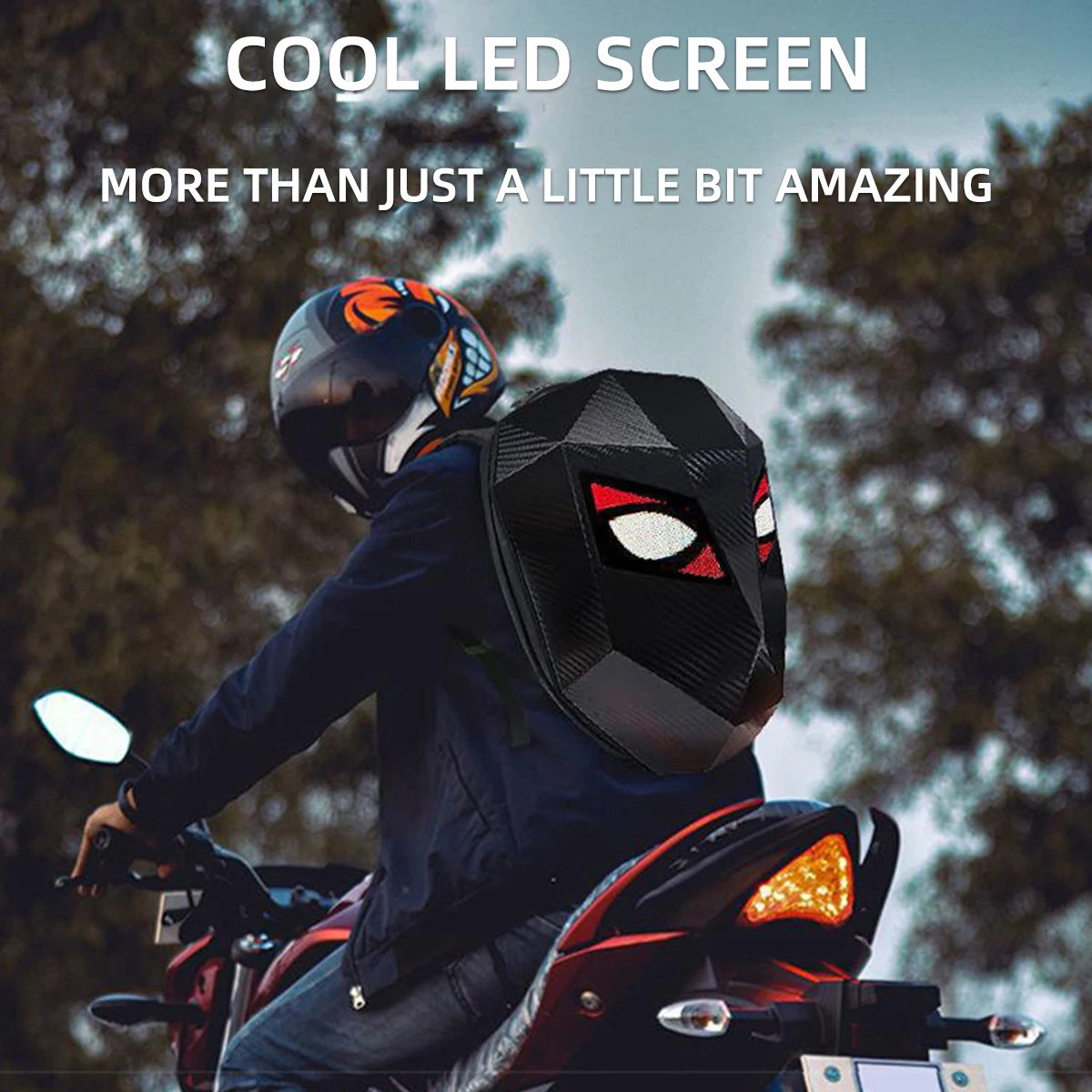 Motorcycle LED Screen Display Hard Shell Backpack