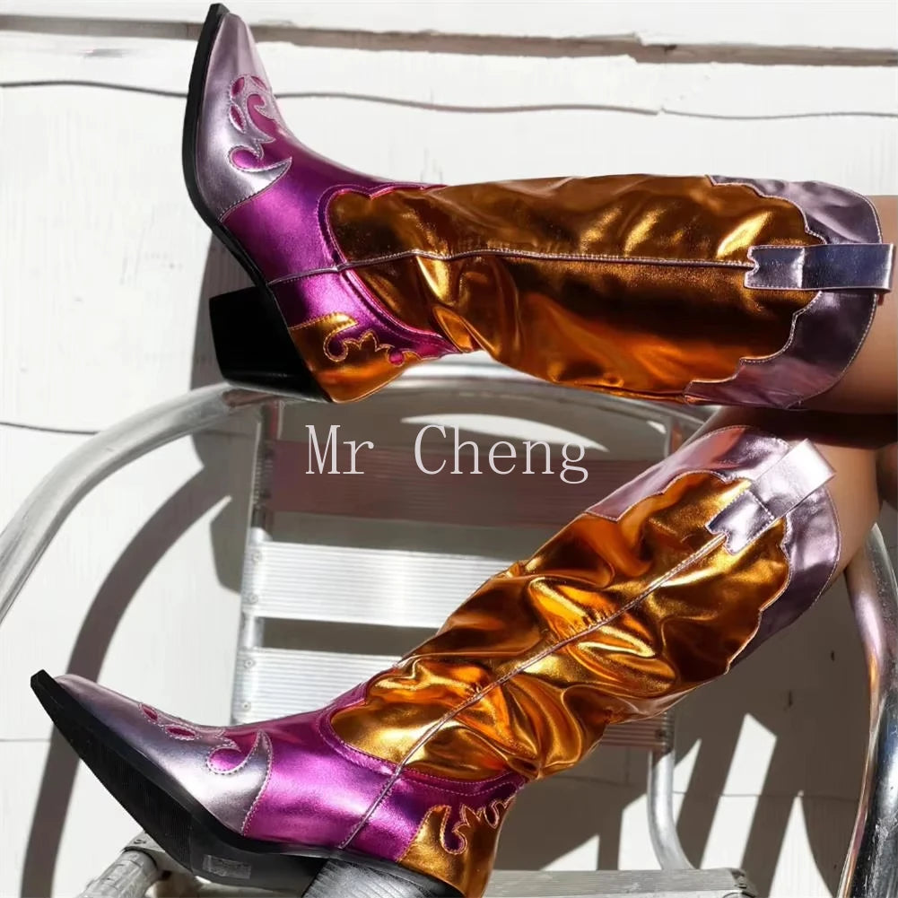 Chic Metallic Cowboy Boots for Women