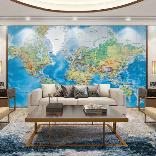 HD World Map Mural Wallpaper