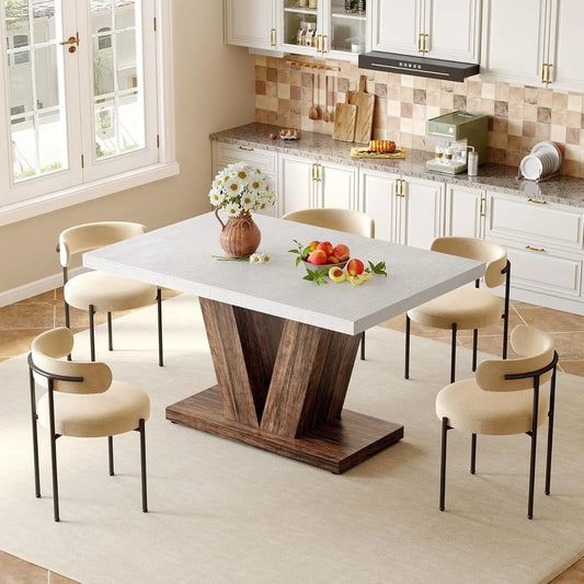 47 Inch Modern White Table for Dining Room, Kitchen