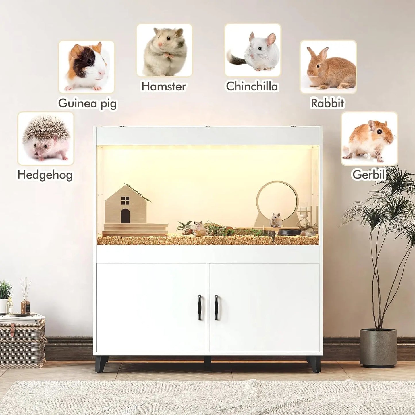 Large Cabinet with Storage and LED Lights Easy 360° View
