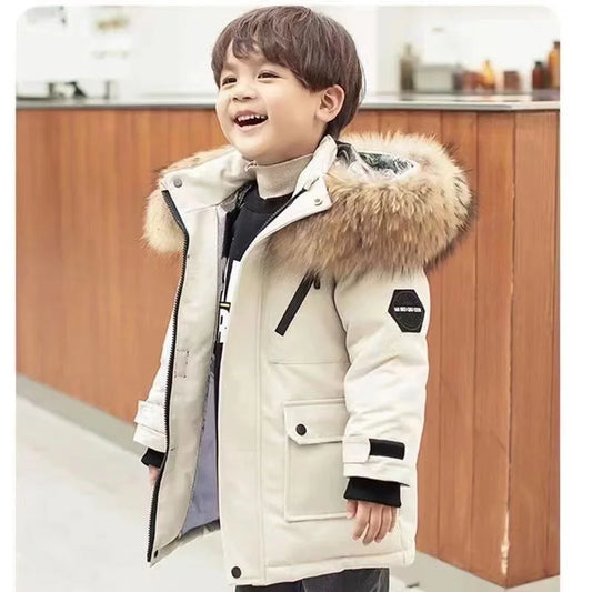 Winter Kids Padded Thick Collar Hooded Outerwear